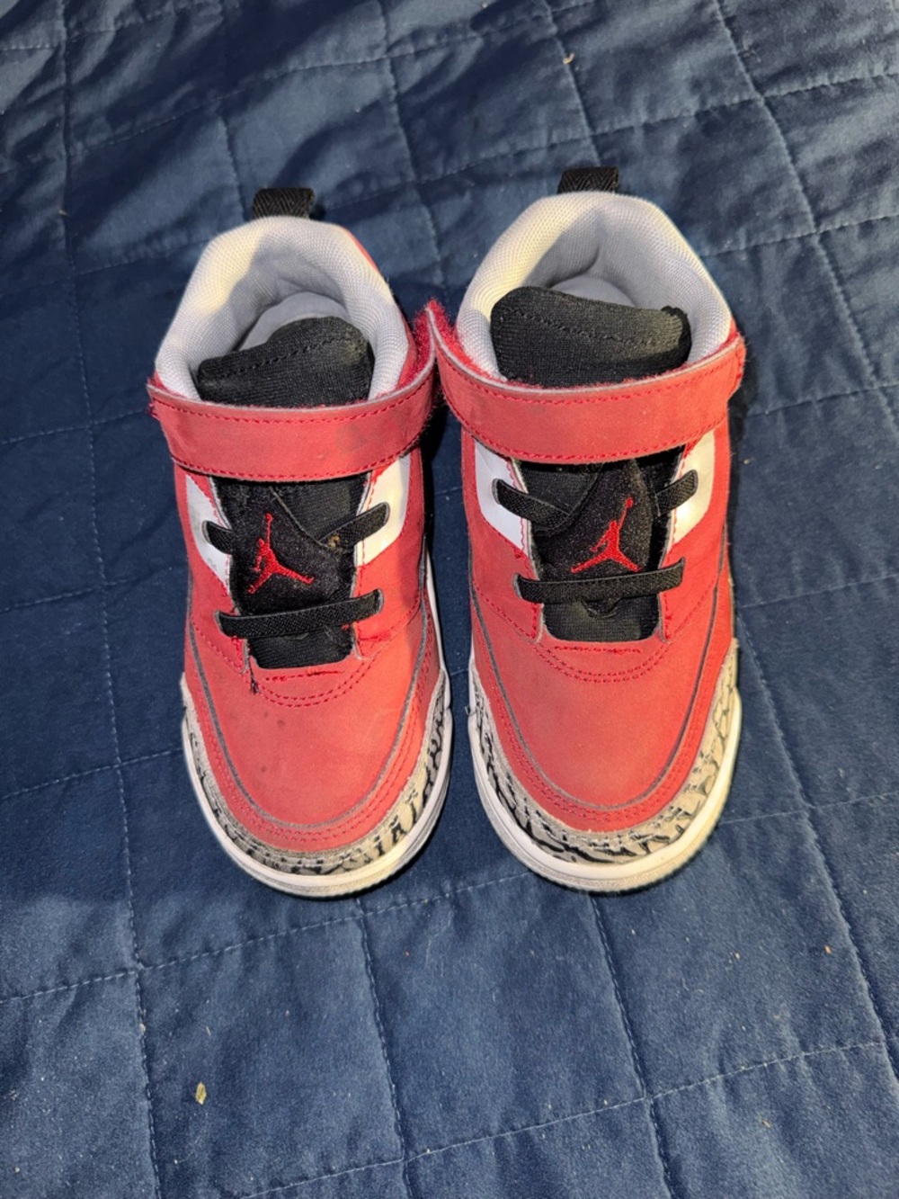 Jordan Kids Red and Black Velcro Sneakers